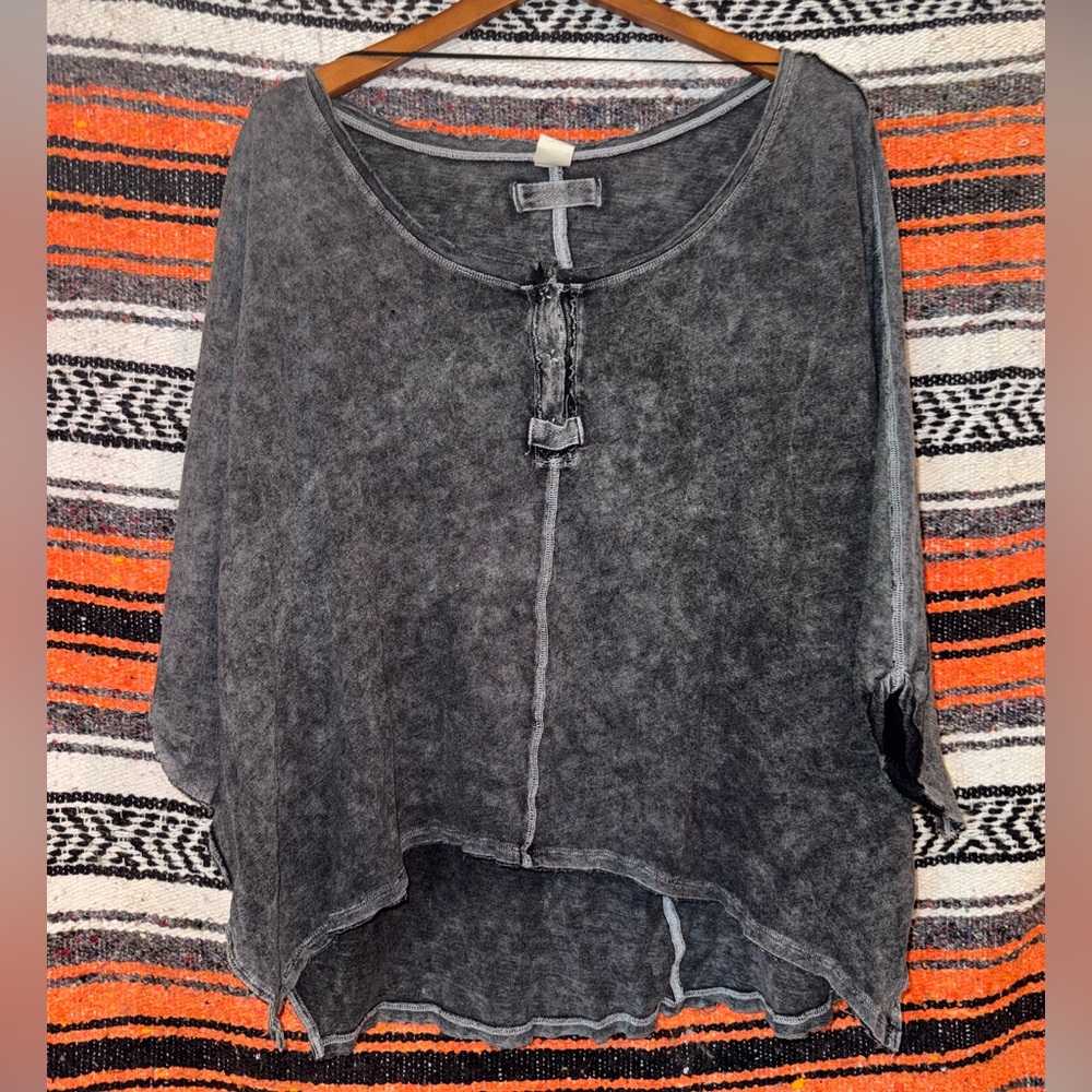 free people distressed black top